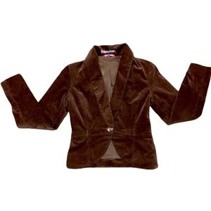 Volcom Chocolate Brown Velvet Blazer Jacket Size Small